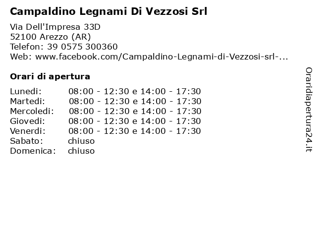 Orari di apertura Campaldino Legnami Di Vezzosi Srl Via